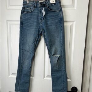 Pull&Bear Slim Fit Light Blue Distressed Men's Jeans